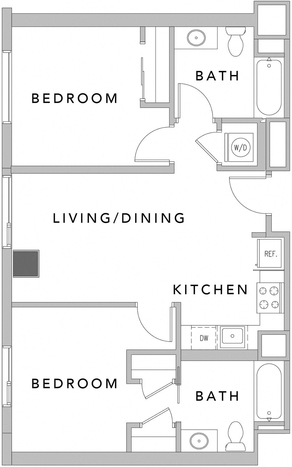 Floor plan layout diagram for 2B Renovation 2